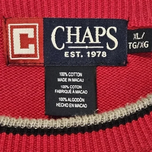Men’s Chaps Red Crewneck Sweater - Picture 2 of 8